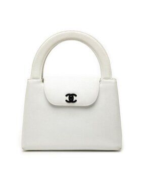 Chanel CC Logo White Leather Handbag